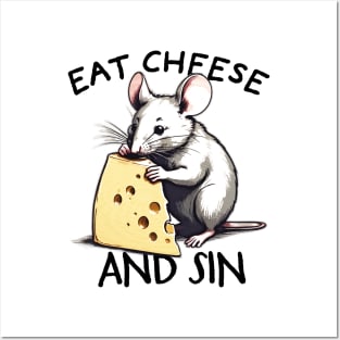 eat cheese and sin - retro Posters and Art